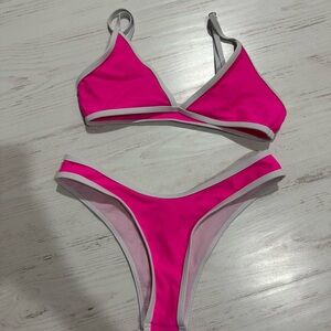 Pink and White Women's Bikini Set